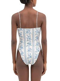 Ébano Bougainvillea Sweetheart Neck One-Piece Swimsuit