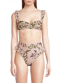 Kiwi Embroidered Bikini Top