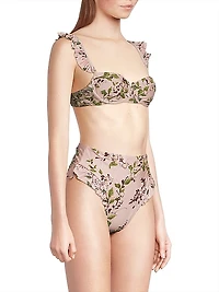 Kiwi Embroidered Bikini Top