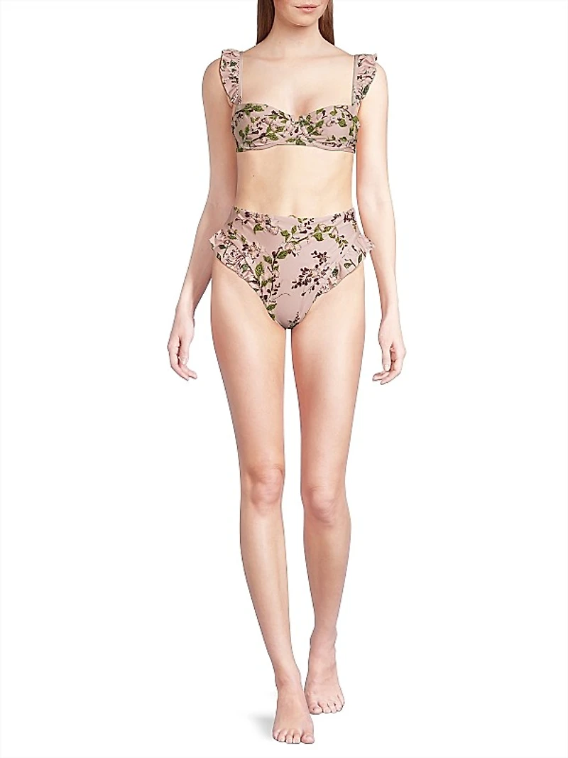 Kiwi Embroidered Bikini Top