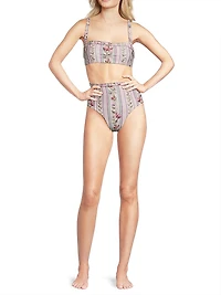 Nopal Floral Stripe Bikini Bottom