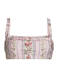 Olmo Floral Stripe Bikini Top