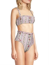 Olmo Floral Stripe Bikini Top