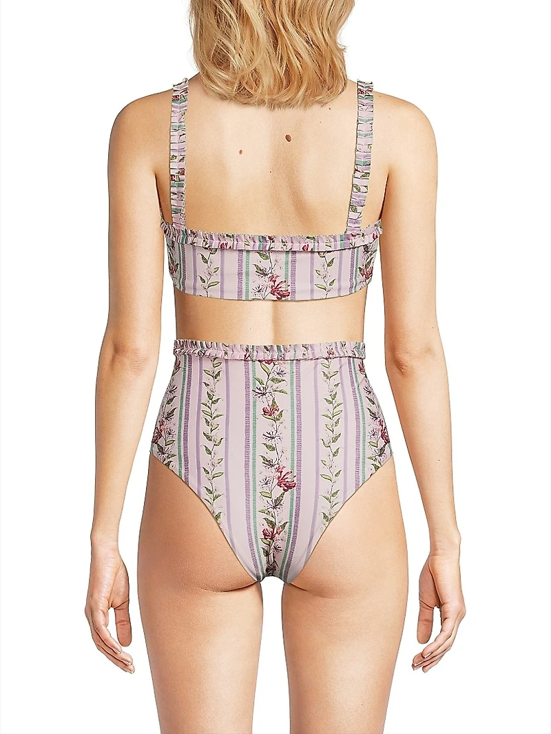 Olmo Floral Stripe Bikini Top
