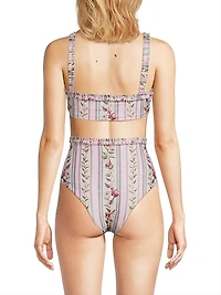 Olmo Floral Stripe Bikini Top