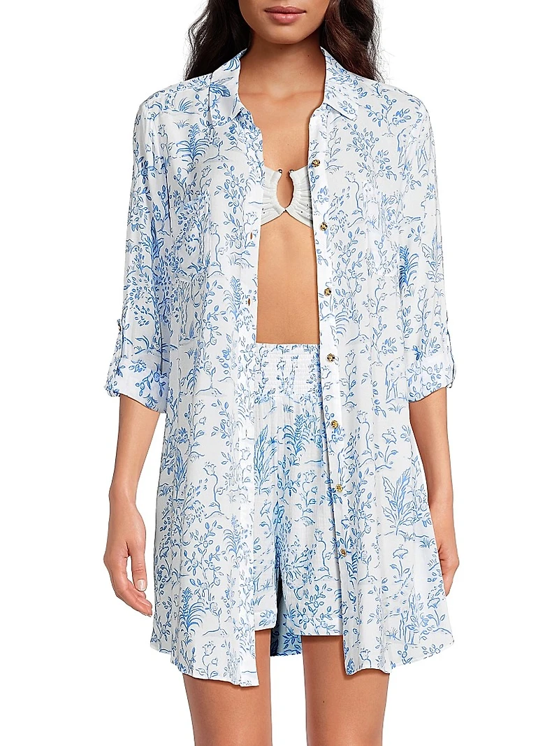 Natalie Floral Cover-Up Shirtdress