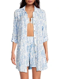 Natalie Floral Cover-Up Shirtdress