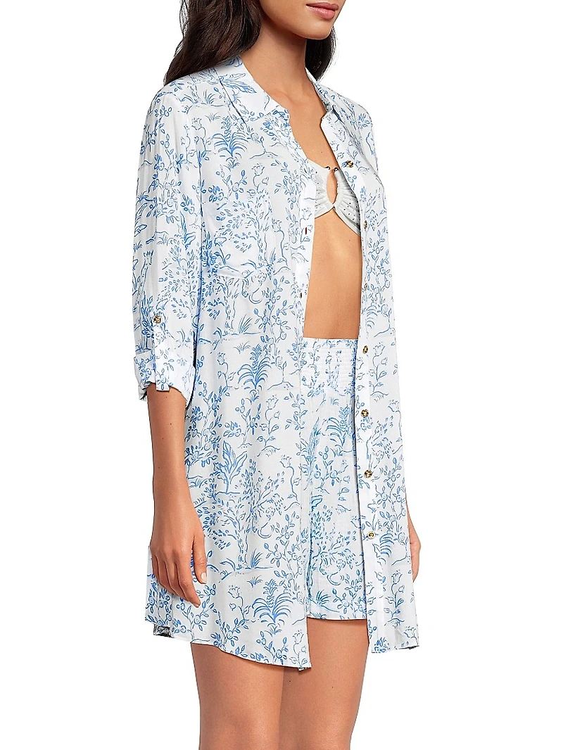 Natalie Floral Cover-Up Shirtdress