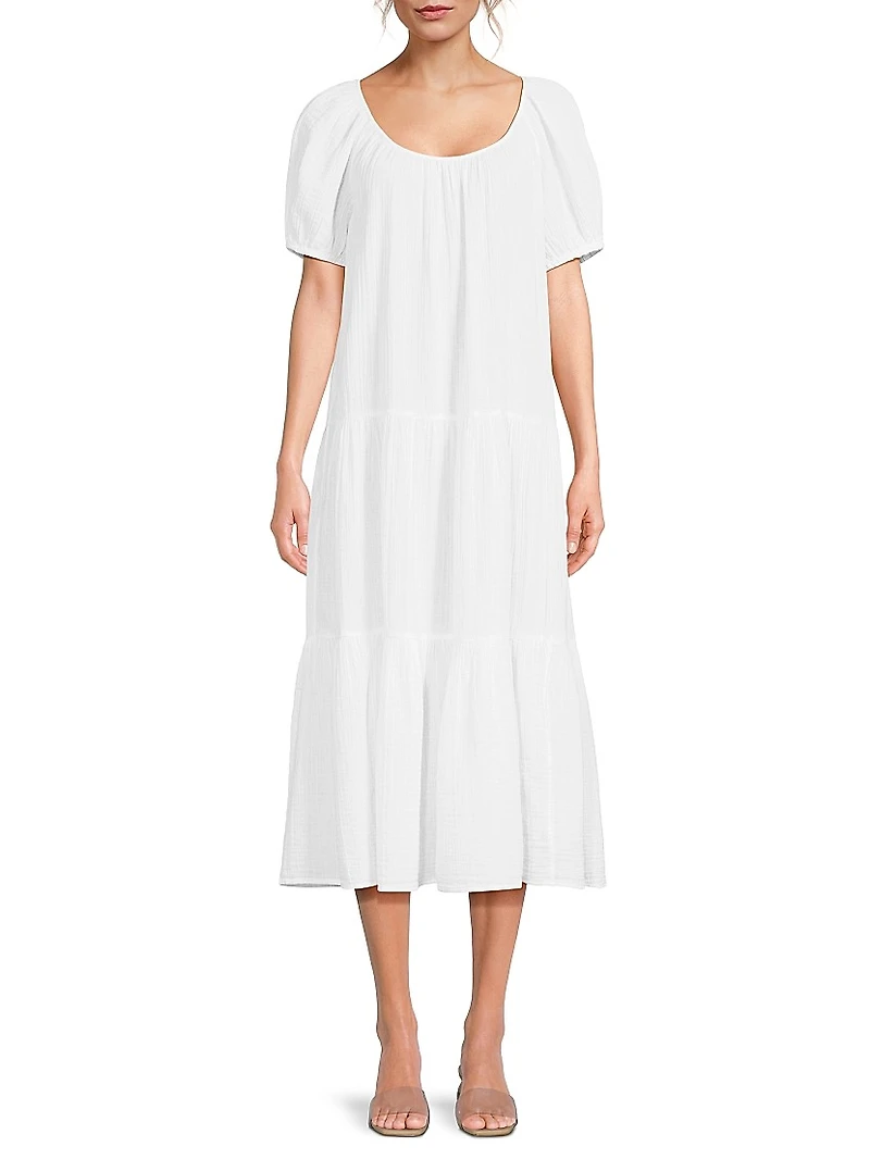 Zemimi Crinkled Cover-Up Midi-Dress