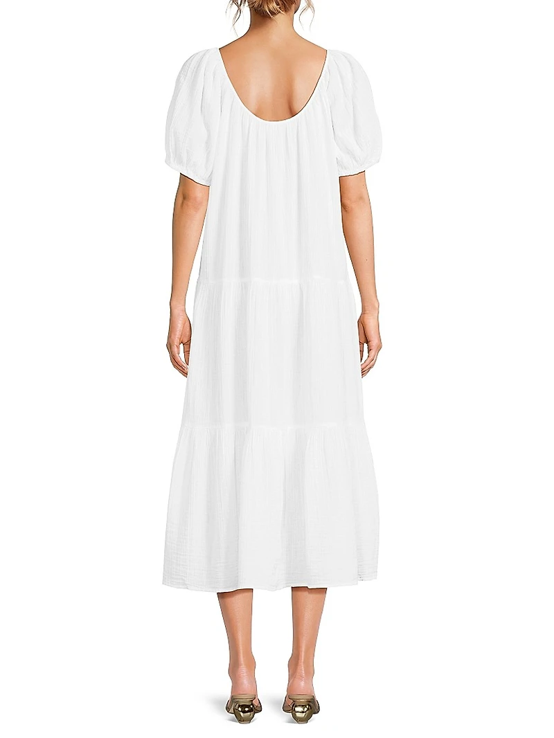 Zemimi Crinkled Cover-Up Midi-Dress