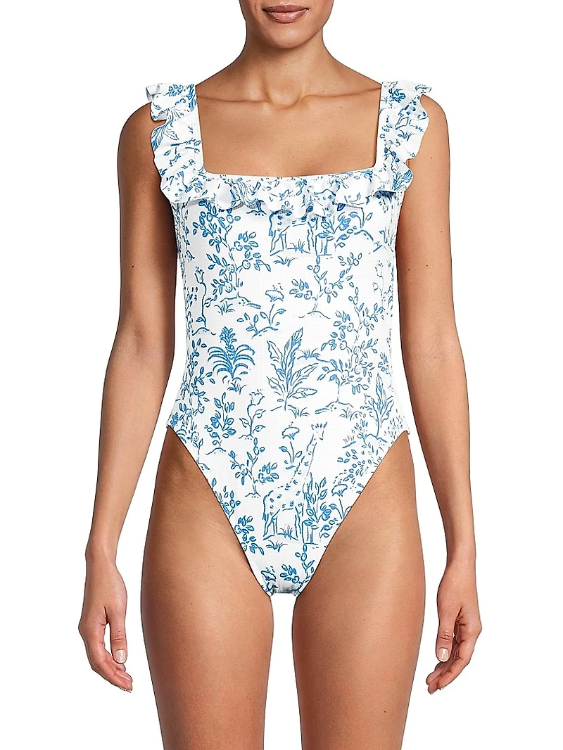 Aemma Ruffled Floral One-Piece Swimsuit