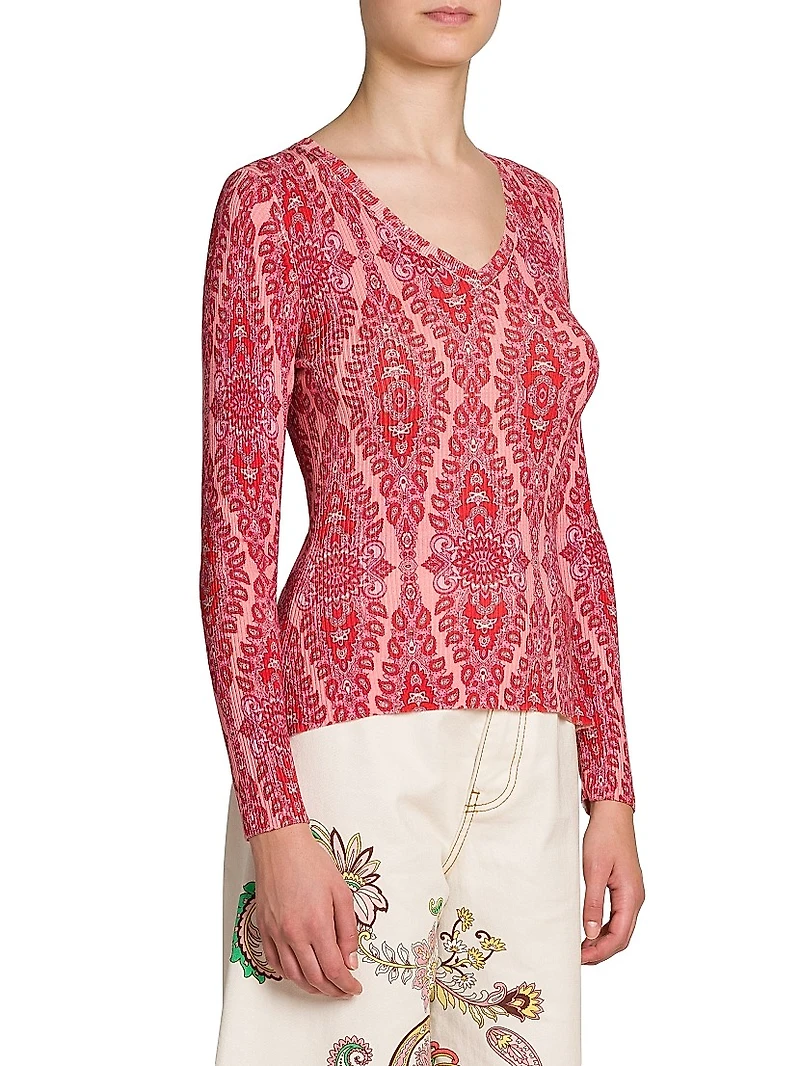 Medallion V-Neck Top