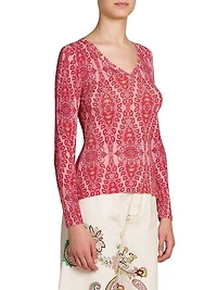 Medallion V-Neck Top