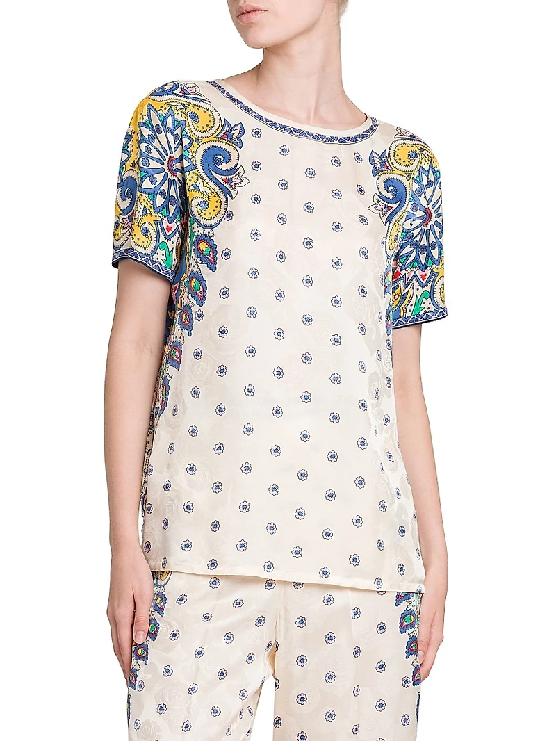 Medallion Short-Sleeve Blouse