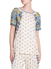 Medallion Short-Sleeve Blouse