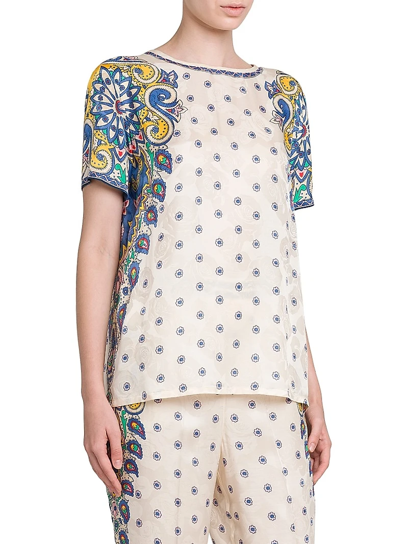 Medallion Short-Sleeve Blouse