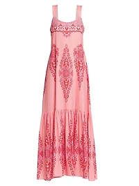 Medallion Cotton-Silk Tank Maxi Dress