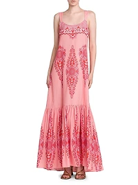 Medallion Cotton-Silk Tank Maxi Dress