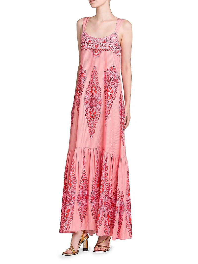 Medallion Cotton-Silk Tank Maxi Dress