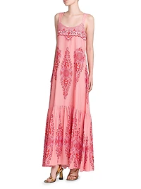Medallion Cotton-Silk Tank Maxi Dress
