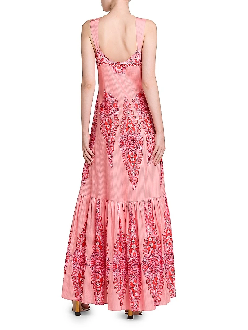 Medallion Cotton-Silk Tank Maxi Dress