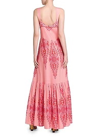 Medallion Cotton-Silk Tank Maxi Dress
