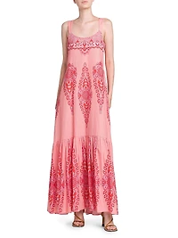 Medallion Cotton-Silk Tank Maxi Dress