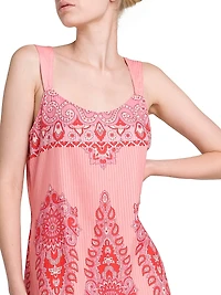 Medallion Cotton-Silk Tank Maxi Dress