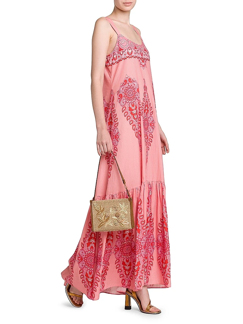 Medallion Cotton-Silk Tank Maxi Dress