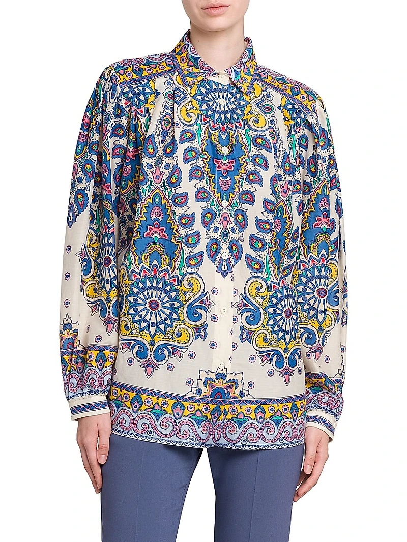 Medallion Cotton-Silk Blouse