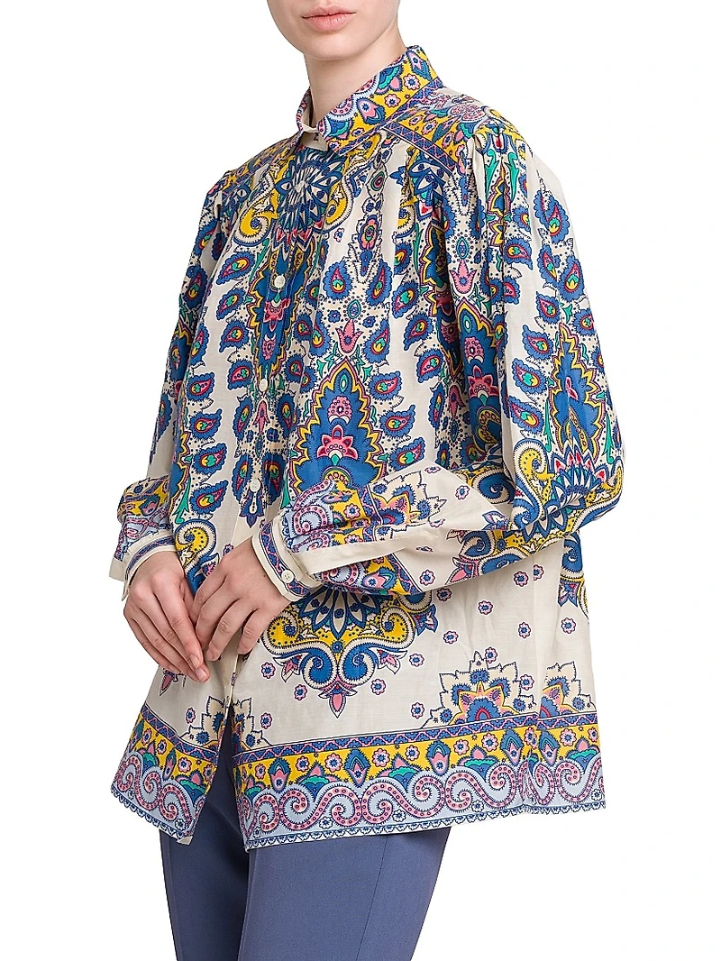 Medallion Cotton-Silk Blouse