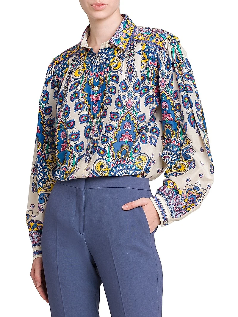 Medallion Cotton-Silk Blouse