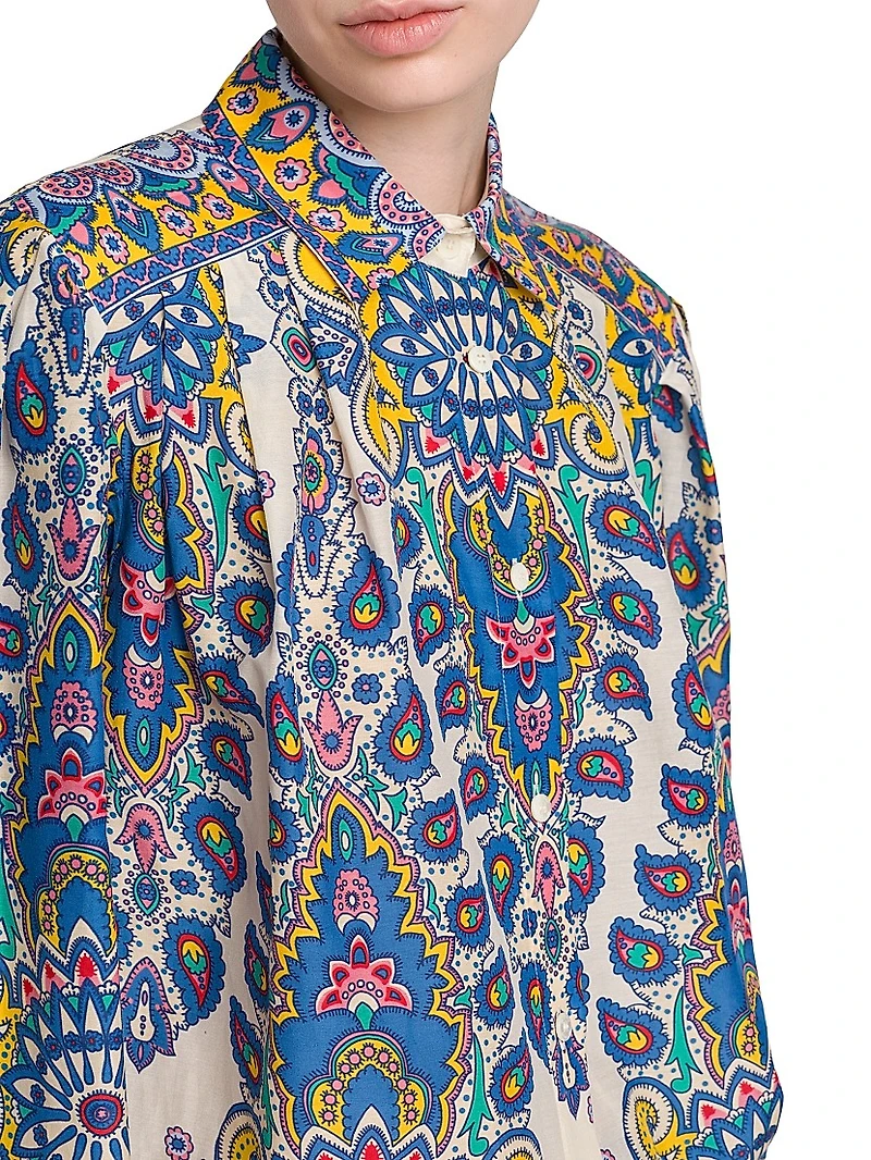 Medallion Cotton-Silk Blouse