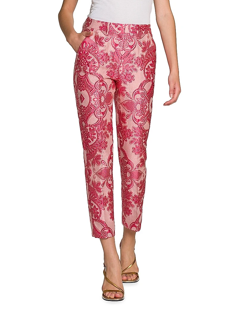 Medallion Brocade Cigarette Pants