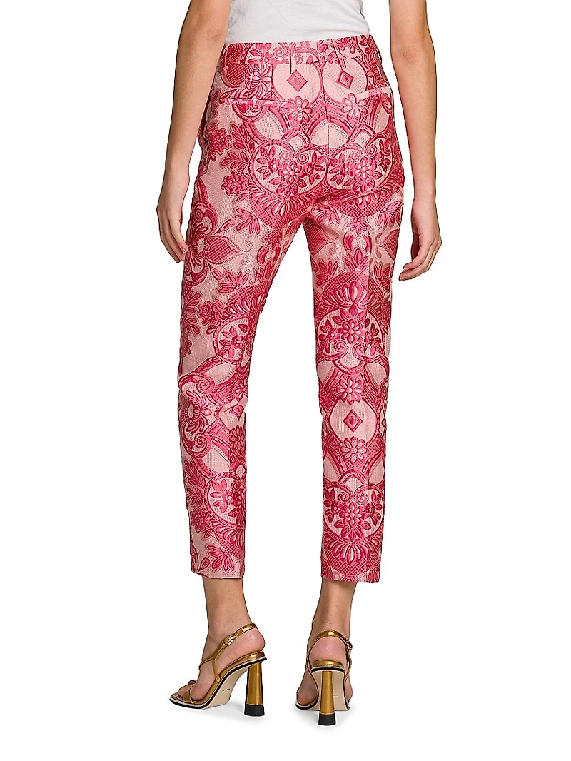 Medallion Brocade Cigarette Pants