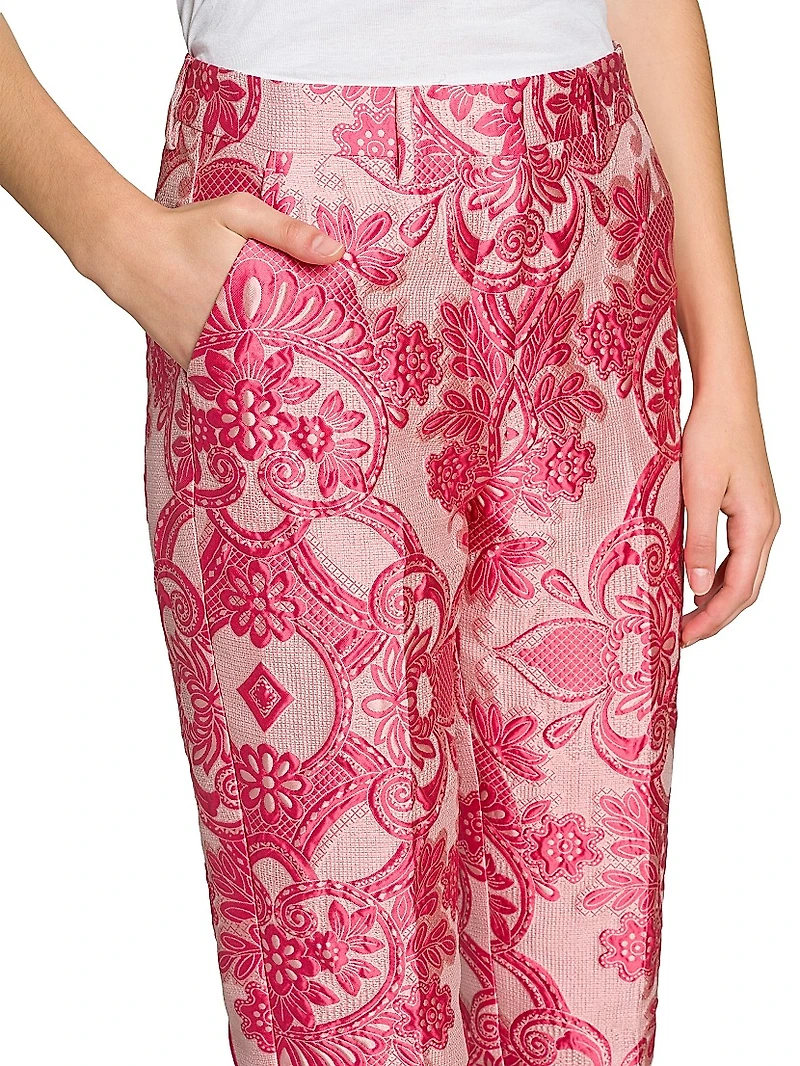 Medallion Brocade Cigarette Pants