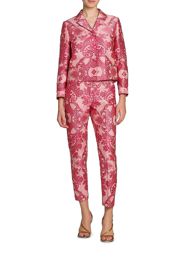 Medallion Brocade Cigarette Pants