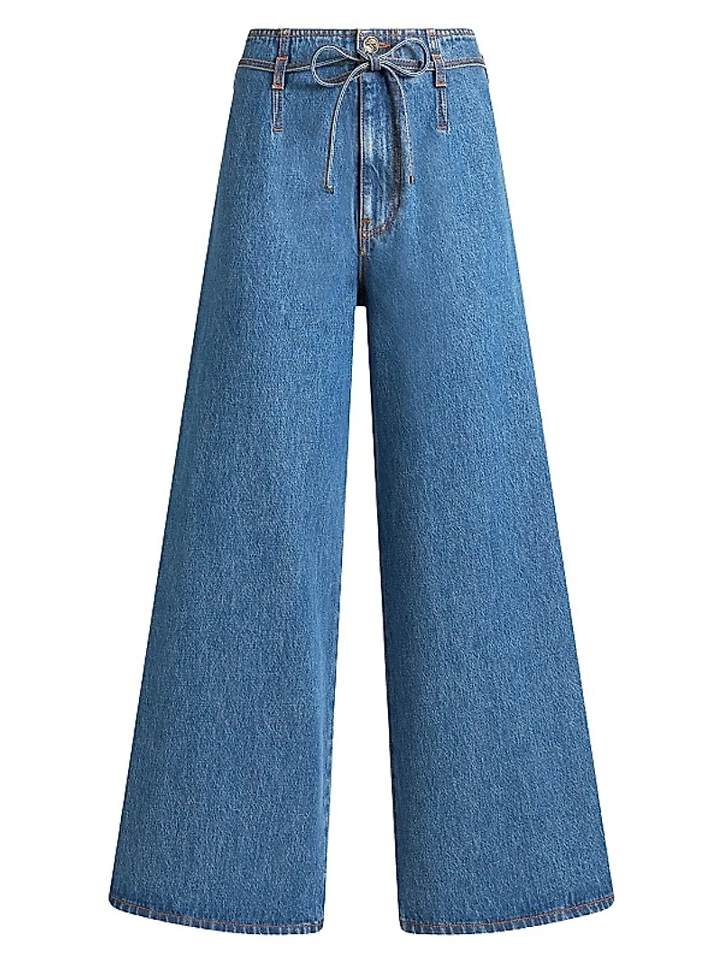 Drawstring Wide-Leg Jeans