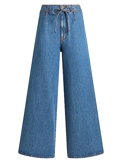 Drawstring Wide-Leg Jeans