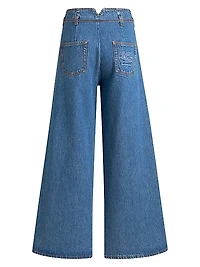 Drawstring Wide-Leg Jeans