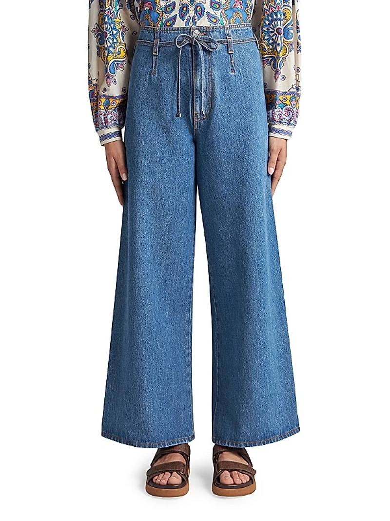Drawstring Wide-Leg Jeans