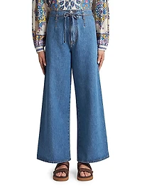 Drawstring Wide-Leg Jeans