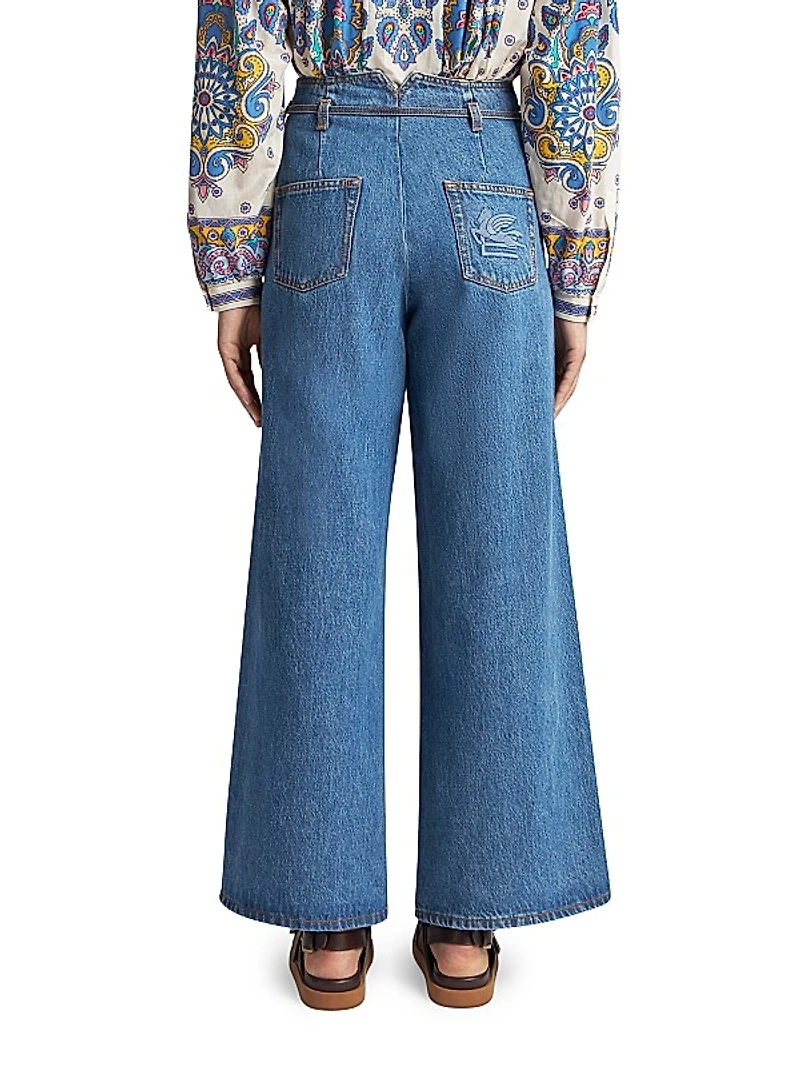 Drawstring Wide-Leg Jeans