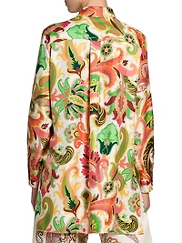 Summer Print Silk Tunic Shirt