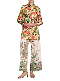 Summer Print Silk Tunic Shirt