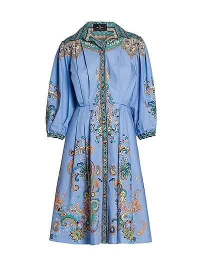 Paisley Cotton Poplin Shirtdress