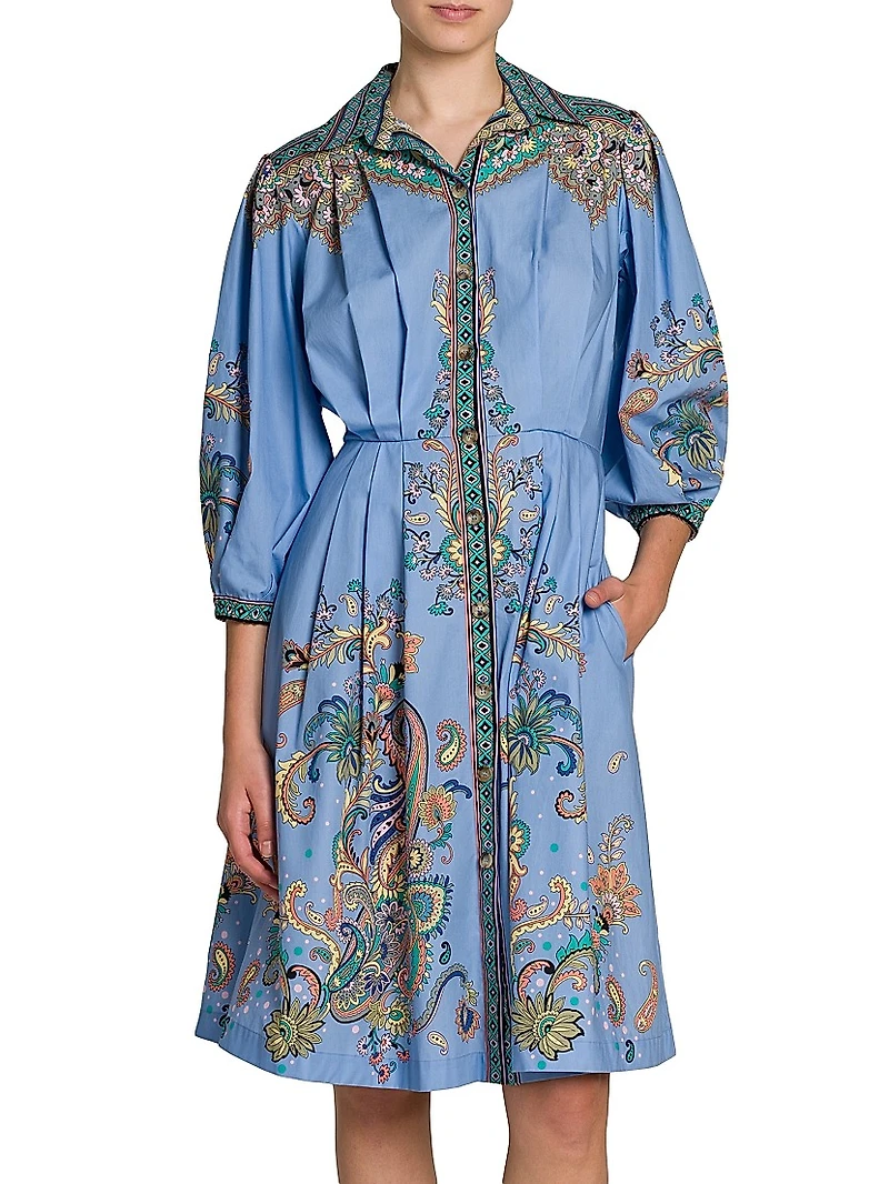 Paisley Cotton Poplin Shirtdress