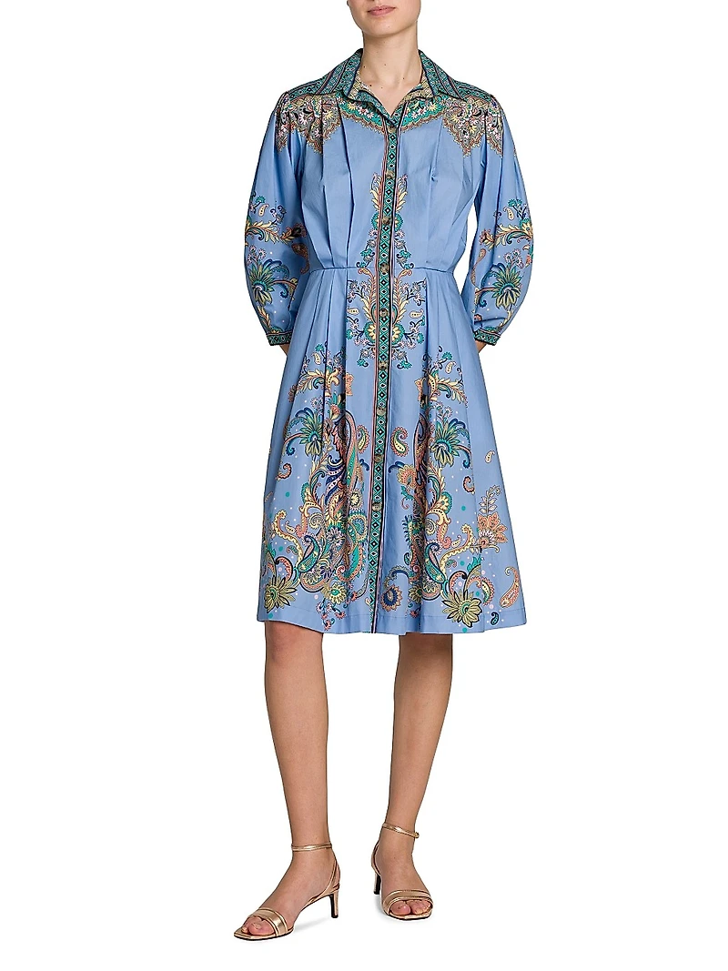 Paisley Cotton Poplin Shirtdress