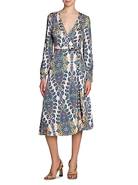 Medallion Jersey Wrap Midi-Dress