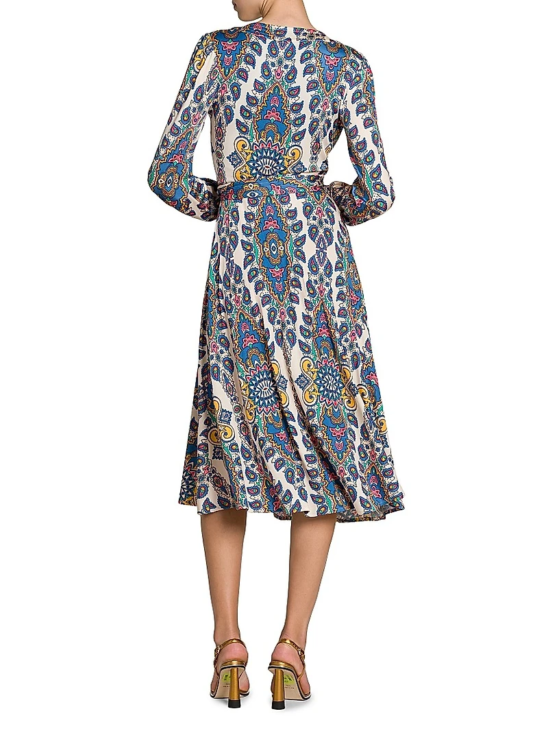 Medallion Jersey Wrap Midi-Dress
